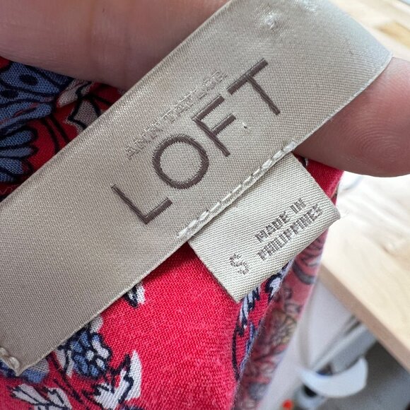 Ann Taylor Loft Paisley Print Sleeveless Dress Red Blue Size Small - Picture 10 of 12